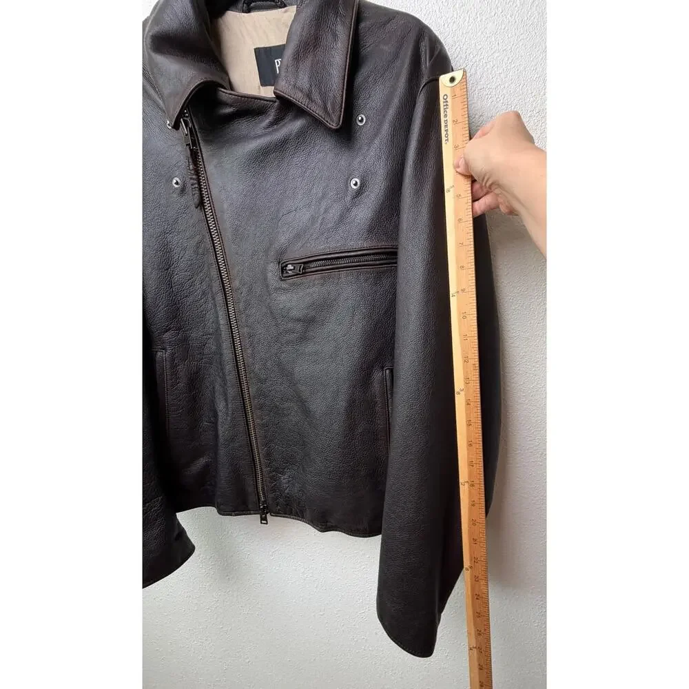 NWT Banana Republic Espresso Leather Moto Jacket Men L